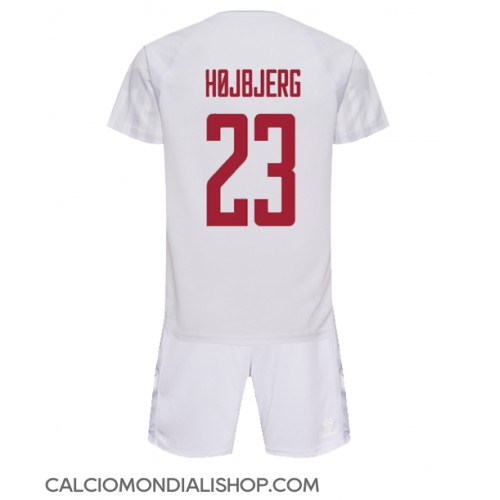 Maglie da calcio Danimarca Pierre-Emile Hojbjerg #23 Seconda Maglia Bambino Mondiali 2022 Manica Corta (+ Pantaloni corti)